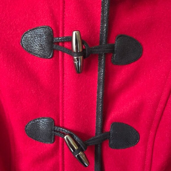 Women's Guess Red Toggle Wool Blend Duffle Coat - Picture 5 of 15